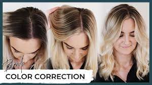To repair damaged, bleached hair, try to steer away from using too many heat tools on your hair, especially right after you get it colored. Blonde Hair Color Correction Before And After How To Fix Highlighted Hair Including Root Shadow Youtube