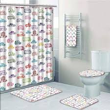 Erehome Cars Various Types Of Vehicles Bus Truck Garbage Truck Sports Car Vibrant Colored 5 Piece Bathroom Set Shower Curtain Bath Towel Bath Rug Contour Mat And Toilet Lid Cover Walmart Canada