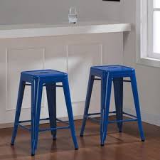 Tabouret 24 Inch Baja Blue Metal Counter Stool Set Of 2 Metal Counter Stools Counter Stools Home Bar Furniture
