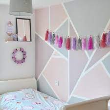 Best bunk beds (design ideas for boys & girls). Beautiful Geometric Wall In A Little Girls Room In Pink Lilac And Grey Girls Room Paint Bedroom Wall Paint Kids Room Paint