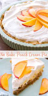 This No Bake Peach Cream Pie Is Made With Fresh Peaches A No Bake Graham Cracker Crust And An Easy Cream Pie Baked Peach Peach Dessert Recipes Peach Desserts