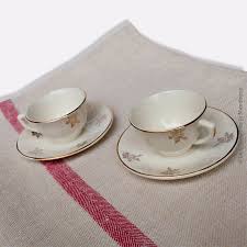 2 Tasses Digoin Sarreguemines Veritable Opaque Numerotes Lisere Or Tasse Or Tasse Et Soucoupe