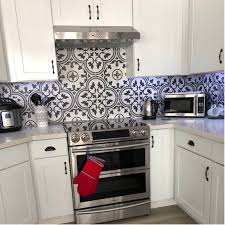 Black And White Spanish Tile Backsplash Artea 10 X 10 Porcelain Spanish Wall Floor Tile Corner Kitchen Cabinet Kitchen Corner Small Kitchen