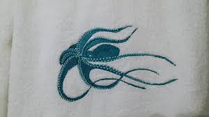 Take the ideas of both ends of 1 appear one hand and therefore the. Octopus Embroidered White Bath Towel Seareelart