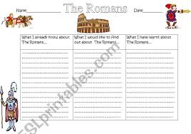 English Worksheets The Romans Kwl Chart