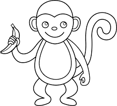 Barney Clipart Black And White Monkey Clip Art Black And White Monkey Line Art Png 5881 5308 Monkey Drawing Black And White Drawing Easy Cartoon Drawings