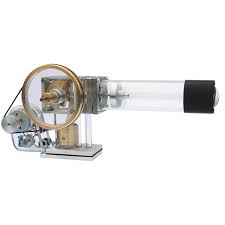 Stirling engines are a type of reciprocating external heat engine that uses one or more pistons to achieve useful work through some input of heat from an external source. Transparent Solar Stirling Engine Kit Solar Stirling Engine Stirling Engines Heat And Thermodynamics