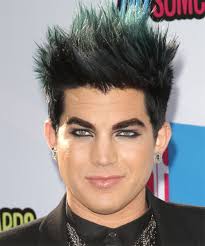 Red and black short emo hairstyle. Adam Lambert Short Straight Black Emo Hairstyle With Green Highlights