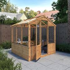 The spacious interior of this 8 x 6 wooden greenhouse gives you ample room for staging and potting benches, so you can create a comfortable working environment for yourself. 6 X 6 Evesham Wooden Greenhouse Waltons