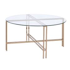 Not only do they anchor your space, but they offer room to stage a display and showcasing twisted legs and a tempered glass top, this table provides a dash of unexpectedly chic. Coffee Table With X Shaped Metal Base And Round Glass Top Gold On Sale Overstock 30968296
