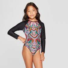 Girls Flight Long Sleeve One Piece Swimsuit Art Class Black Target One Piece Little Girl Swimsuits Girls Bathing Suits