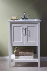 Bathroom vanity with makeup counter. 24 Inch Narrow Bathroom Vanity Open Shelf In White