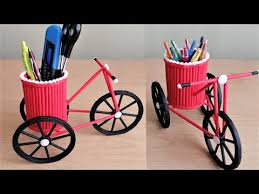 4 Dekoratif Masaustu Bisiklet Kalemlik Yapimi Paper Cycle Pen Stand Paper Crafts Youtube In 2020 Pen Holder Diy Paper Crafts Easy Paper Crafts