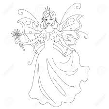Girls will feel empowered when coloring strong female figures, including super heroines, characters from books, surfers, and girls doing everyday activities. Magic Fairy Princess Isolated Illustration Vector Coloring Page Royalty Free Cliparts Vectors And Stock Illustration Image 127208115