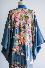 Shipping under four pounds to usa is free. Antique Blue Silk Kimono Robe With Colorful Embroidery Embroidery Kimono Fashion Vintage Kimono