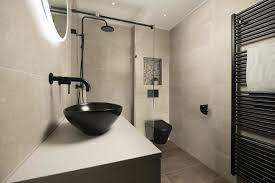 mat zwarte opzet waskom sani4all badkamer complete badkamer taupe badkamer
