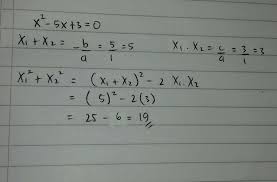 Maybe you would like to learn more about one of these? Jika X1 Dan X2 Adalah Akar Akar Dari Persamaan Kuadrat X 5x 3 0 Nilai Dari X1 X2 Adalah Saya Brainly Co Id