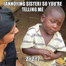 Annoying Sister So You Re Telling Me 2 2 7 Skeptical Third World Kid Make A Meme