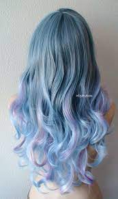 Pastel Ombre Wig 26 Curly Hair Side Bangs Wig Heat Friendly Synthetic Wig In 2021 Curly Hair Styles Lace Hair Pastel Wig