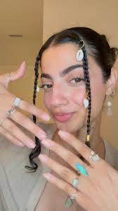 GRWM Mermaid edition! , By Betty Babe @anasemondawoud 🤩🥰🩵😍🫶🏼🌸, #GRWM  #bettystacks #abalonering #hairshells #hairgoals #do #shellclip  #ringsoneveryfinger #weloverings