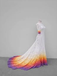 Vibrant Sunset Wedding Dress Ombre Ombre Wedding Dress Dye Wedding Dress Painted Wedding Dress