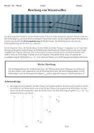Brechung Von Wasserwellen In Der Wellenwanne Losung Unterrichtsmaterial Im Fach Physik Wasserwelle Wellen Physik