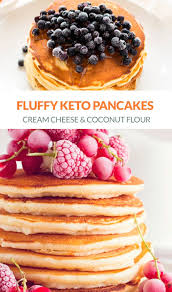 Fluffy Keto Pancakes With Coconut Flour Cream Cheese Recipe In 2020 Recipes Using Cream Cheese Keto Pancakes Low Carb Deserts