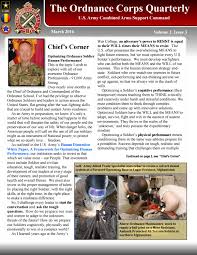 Ordnance Corps Quarterly March 2016 By Us Army Ordnance