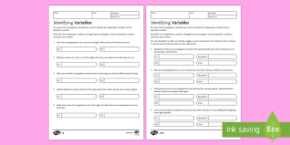Identifying Variables Homework Activity Sheet Homework Variables Variable Dependent Variable Independent Science Homework Homework Worksheets Worksheets