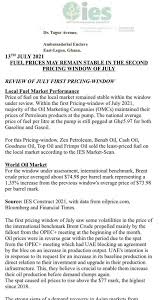 Barely a fortnight after prices at the pumps in ghana shot up by over 12% due to the introduction of some taxes, increases in margins by the npa and industry as well as increases on the international market, fuel prices are set to go up again in the next few hours. Fuel Prices To Remain Stable In Second Pricing Window Of July Ies Tel Energy Ltd