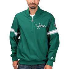 Men S Starter Green New York Jets Throwback Jet Half Zip Pullover Jacket