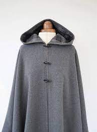 Grey Black Wool Tartan Lined Cape Outlander Inspired Cloak Etsy Winter Cape Coat Cape Coat Poncho Jacket