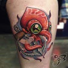 New School Octopus And Anchor By Jay Blackburn At Powerline Tattoo In Cranston Rhode Island New School Tattoo Tattoos Tattoo Styles