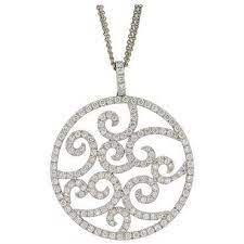 Wempe Large Round 3 16ctw Diamond 18k Gold Pendant Necklace