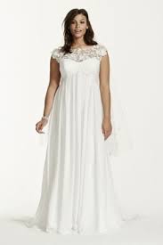 Elegant Chiffon A Line With Empire Waist And Gathered Bodice Combine To Create Wedding Dresses Plus Size Davids Bridal Wedding Dresses Plus Size Wedding Gowns