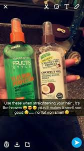Garnier Flat Iron Protection And Palmer S Coconut Oil Hair Protector Hair Treatment Natural Hair Styles Beauty Hacks