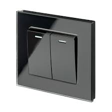 Crystal Pg 2 Gang Rocker Light Switch Black Retrotouch Designer Light Switches Plug Sockets