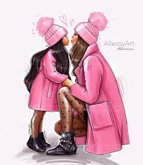 A Digital Hand Drawn Portrait Illustration In Unique Style Is An Exclusive Gift For Everyone Or En 2020 Diseno Madre E Hija Imagenes Madre E Hija Dibujo Madre E Hija