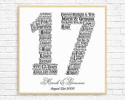 Personalized 17th Anniversary Gift Word Art Printable Art Etsy 17th Anniversary Gifts Unique Anniversary Gifts One Year Anniversary Gifts