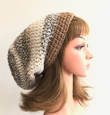 Extra Long Crochet Slouchy Beanie: Tweedy Knit Hat With Contrasting Band,  PICK COLORS, Free Shipping, Ready to Go.