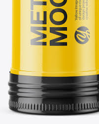 Glossy Metallic Cigar Tube Mockup Front View In Tube Mockups On Yellow Images Object Mockups