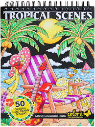 Relax, let your stress fade away and express your creativity by coloring in tropical pattern. Buy Colorit Colorful Tropical Scenes Adult Coloring Book 50 Single Sided Designs Thick Smooth Paper Lay Flat Hardback Covers Spiral Bound Usa Printed Tropical Pages To Color Online In Vietnam B07pz8phgy