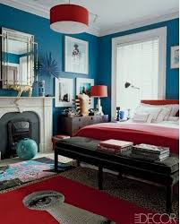Art Wall Bossy Color Annie Elliott Interior Design Blue Rooms Bedroom Red Navy Bedroom Walls