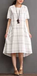 White Cotton Dress Plaid Sundress Plus Size Summer Maxi Dress Maxi Dress Trend Summer Dress Outfits Fashion