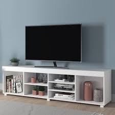 Το κανάλι του open στο youtube. Boahaus Dakota Tv Stand White Tv Up To 65 Inches 7 Open Shelves