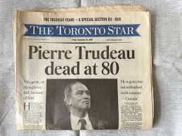 September 29, 2000 Toronto Star Newspaper Pierre Trudeau Dead at 80   Includes All Sections - Etsy