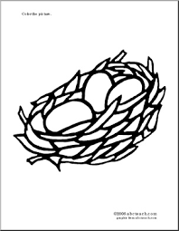 Bird nest on a branch coloring pages. Bird Nest Coloring Pages For Preschool