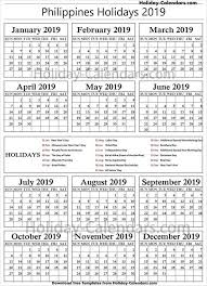 Philippines National Holidays 2019 Excel Philippine Holidays Holiday Calendar National Holiday Calendar