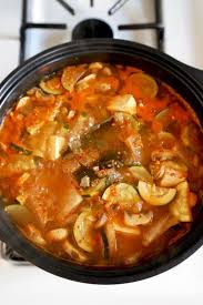 Doenjang Jjigae Korean Soybean Paste Stew Pickled Plum Food And Drinks Recipe In 2021 Jjigae Recipe Tofu Recipes Tofu Recipes Easy