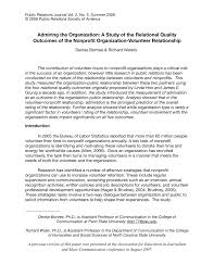 1,651 nonprofit communication jobs available on indeed.com. Pdf Admiring The Organization A Study Of The Relational Quality Outcomes Of The Nonprofit Organization Volunteer Relationship